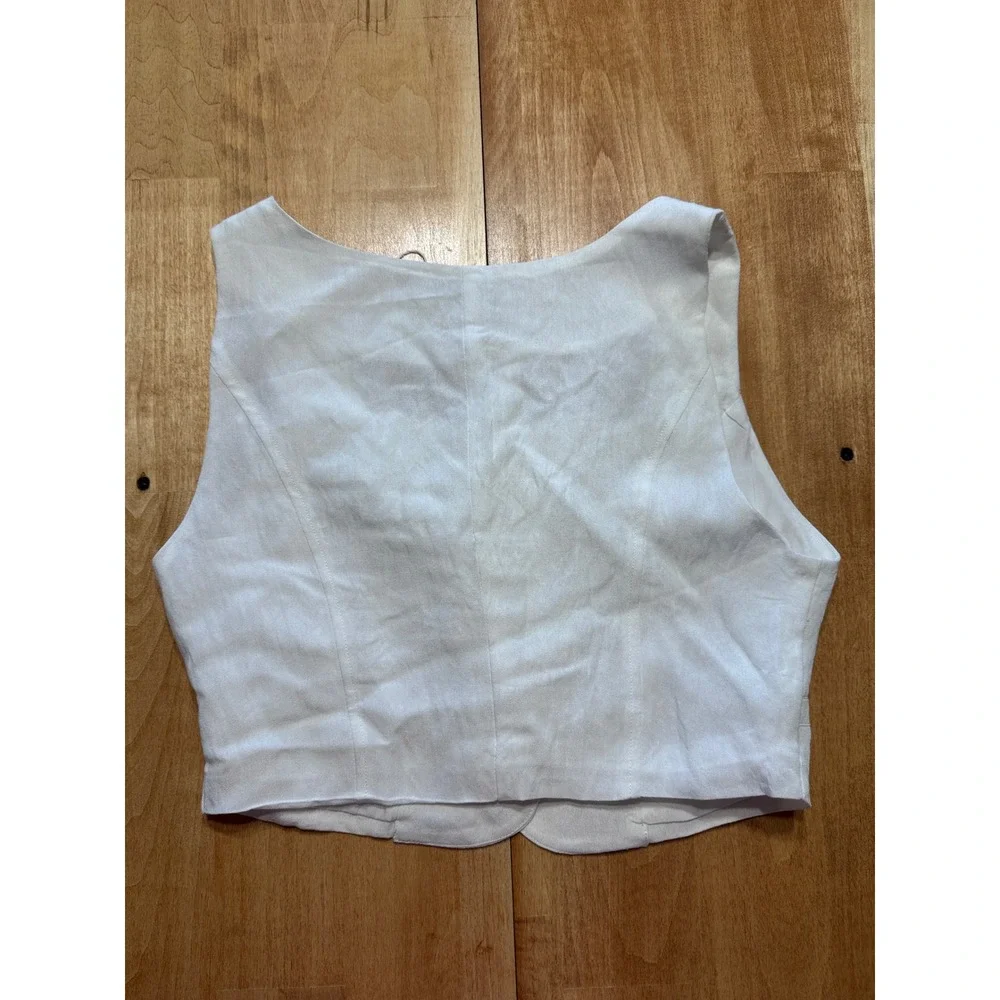 HYFVE Off‎ White Button Up Square Neck Cropped Vest Top Women Size M - Picture 5 of 5
